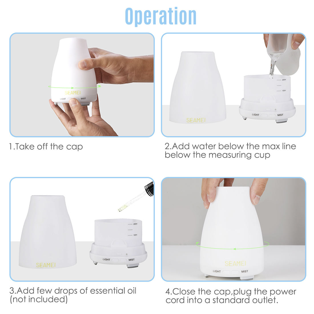 Ultrasonic diffuser 200ml product image - WD Aroma wholesale