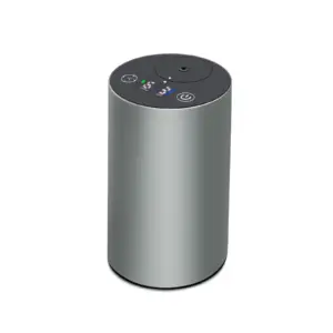 Difusor portátil de aceites esenciales de aleación de aluminio para venta al por mayor, con tapa gris y pantalla digital.