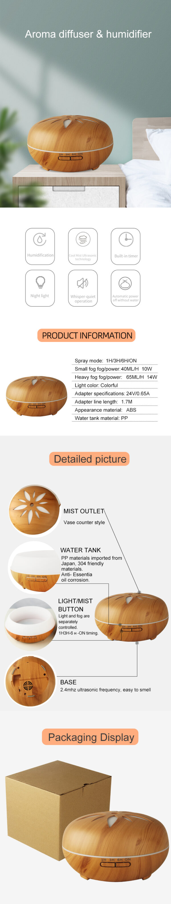 Ultrasonic Electric Aroma Diffuser 1831 - Image 3
