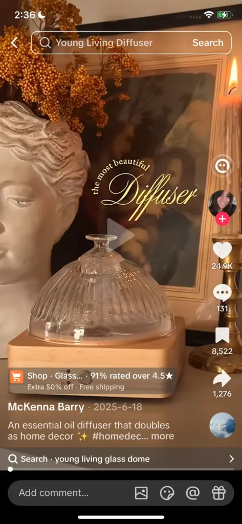 Sales Trends for Glass Diffusers on TikTok
