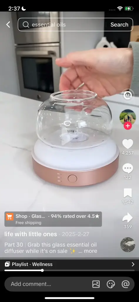 Sales Trends for Glass Diffusers on TikTok