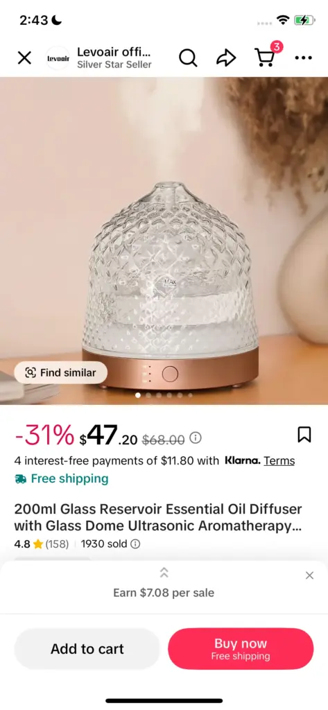 Sales Trends for Glass Diffusers on TikTok