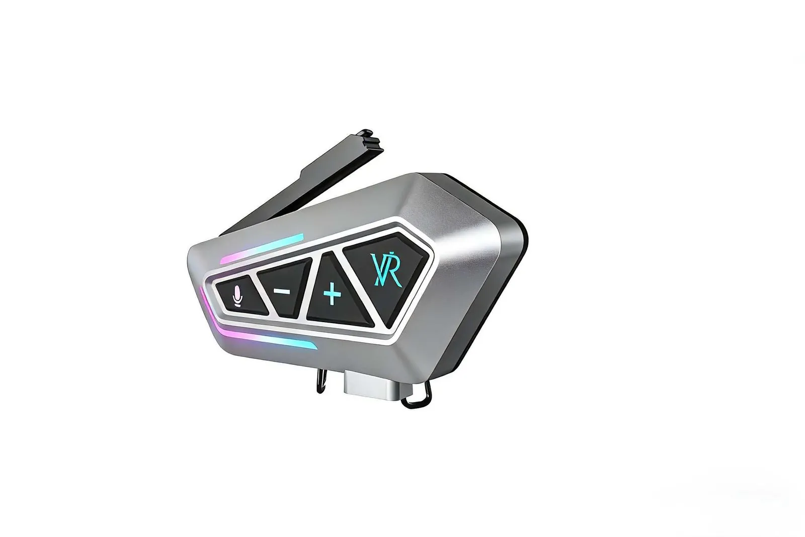 Angular motorcycle helmet Bluetooth headset with RGB light strip and antenna