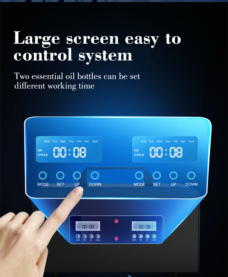 M6000 large screen dual control panels, each bottle set to different work time | WD Aroma Wholesale