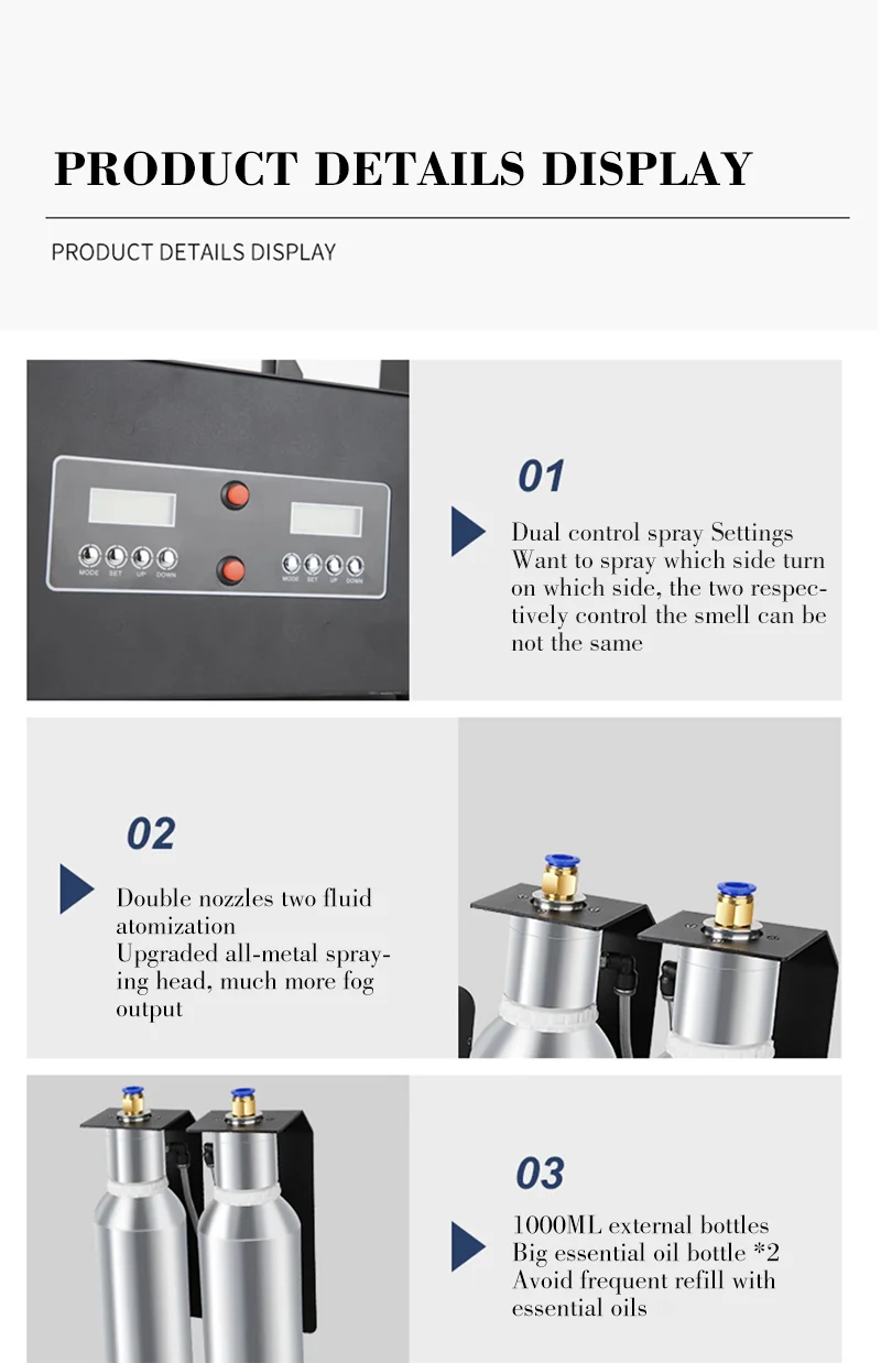 M6000 product details: dual control spray, double nozzles, external 1000 ml bottles | WD Aroma Wholesale