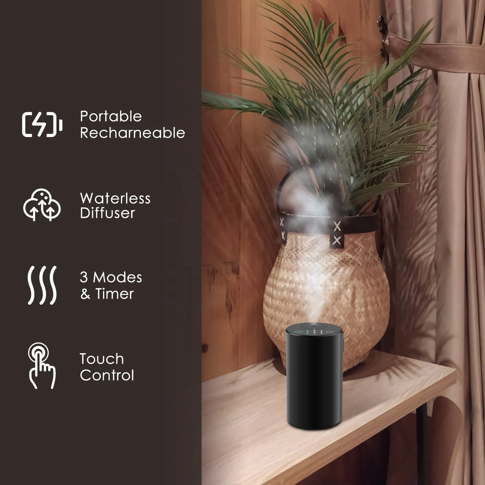 2423 aluminium alloy waterless essential oil diffuser side button - product view 03