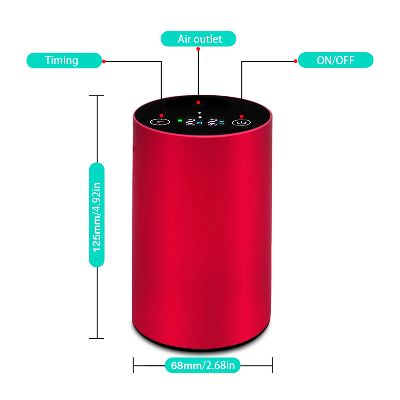 Difusor sin agua de aleación 2410 con pantalla LCD — Empaque en caja de cartón para venta al por mayor — Cabeza plana o cabeza alta intercambiable A / B / C