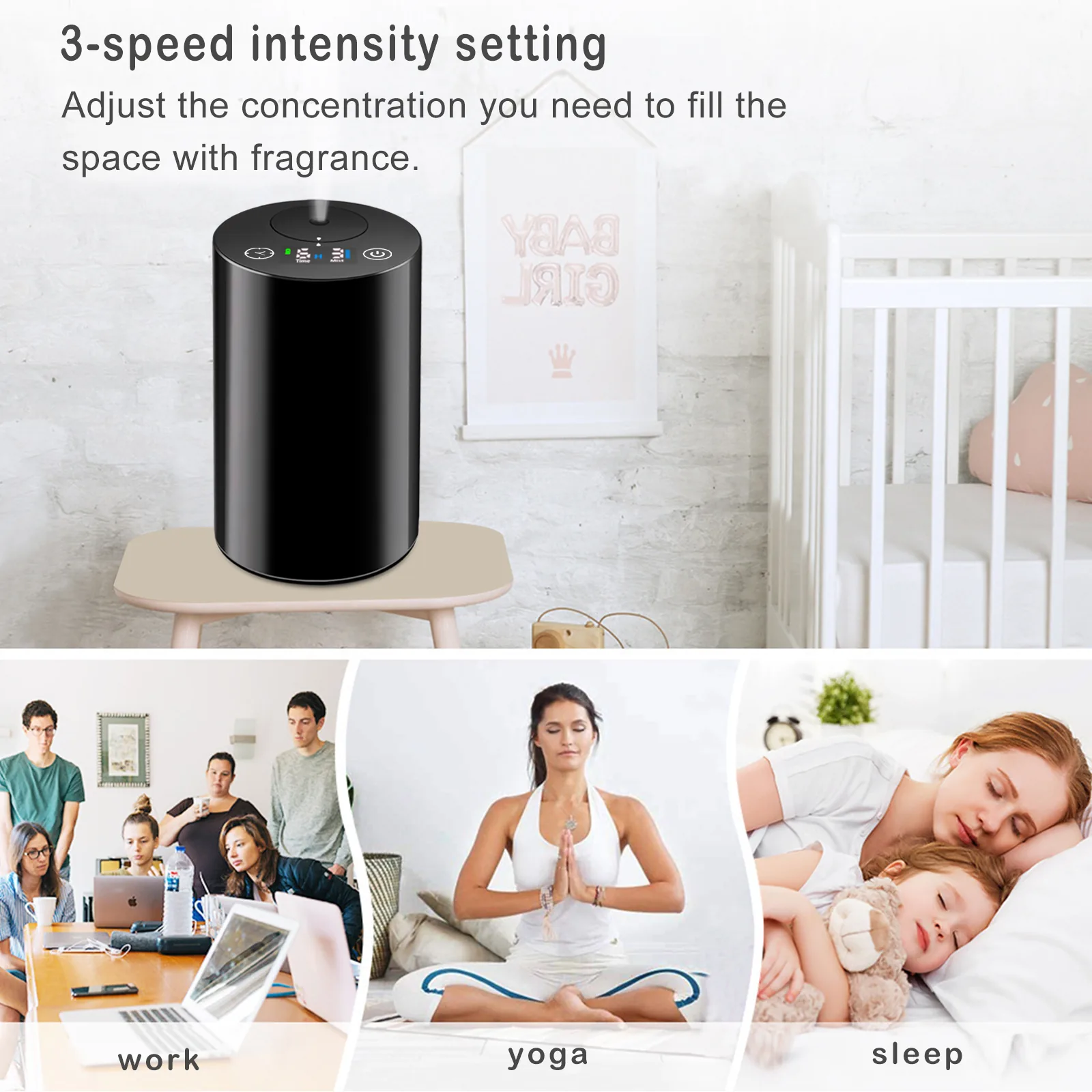WD Aroma 2410 PP plastic diffuser three-speed intensity settings for work, yoga and sleep