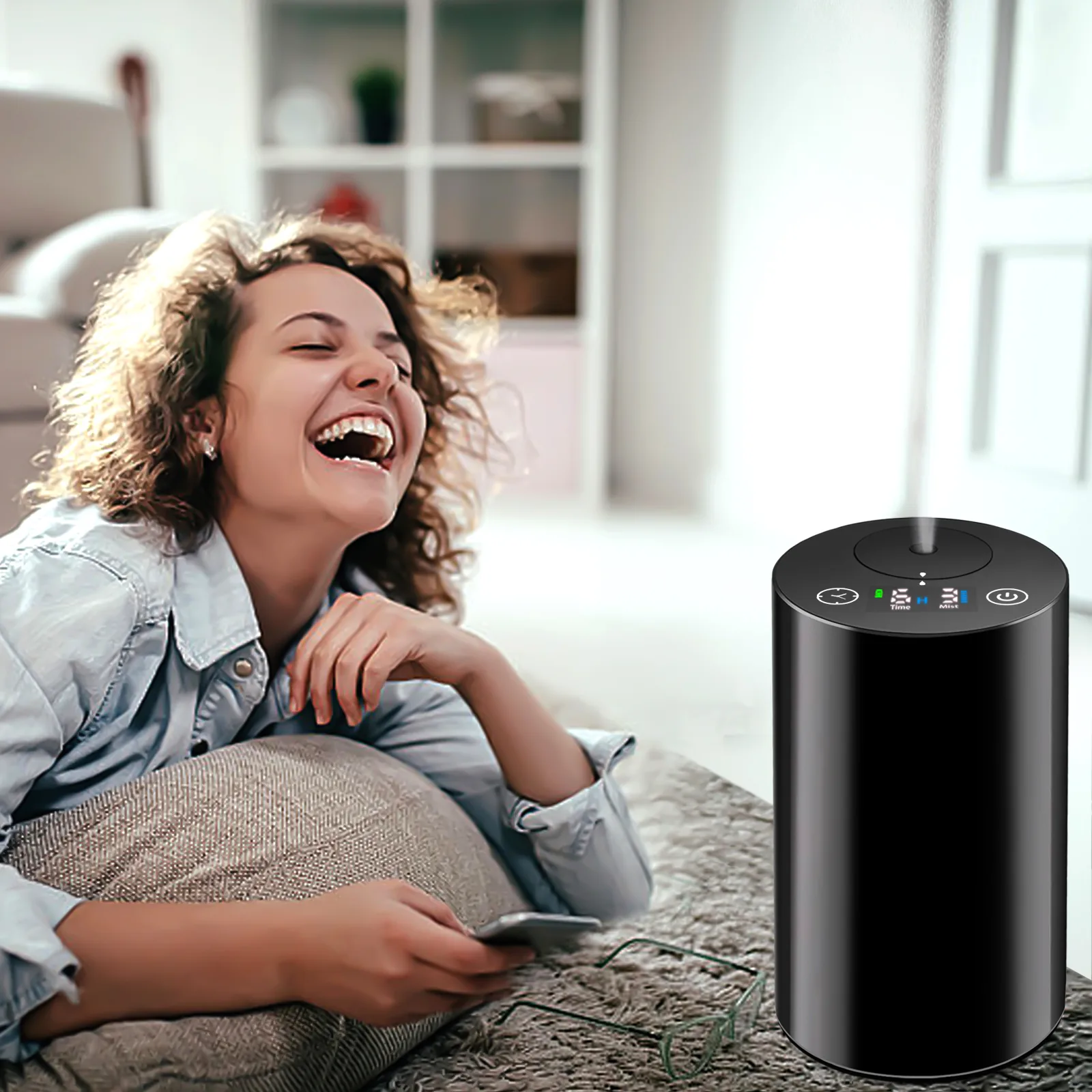 WD Aroma 2410 PP plastic waterless diffuser dry mist on a tabletop at home