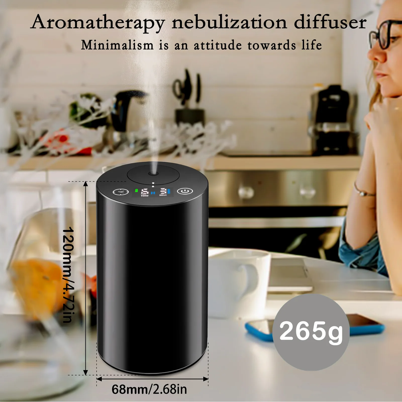 WD Aroma 2410 PP plastic nebulizing diffuser minimalist design with digital display