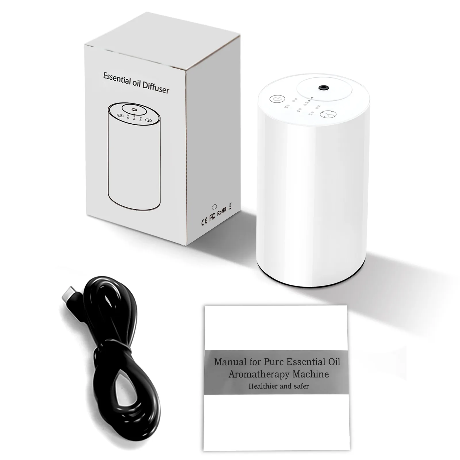 Difusor sin agua 2410 PP: cuerpo de PP blanco con un ángulo de 45 grados; botella de vidrio para aceite de 20 ml / 0,68 fl oz