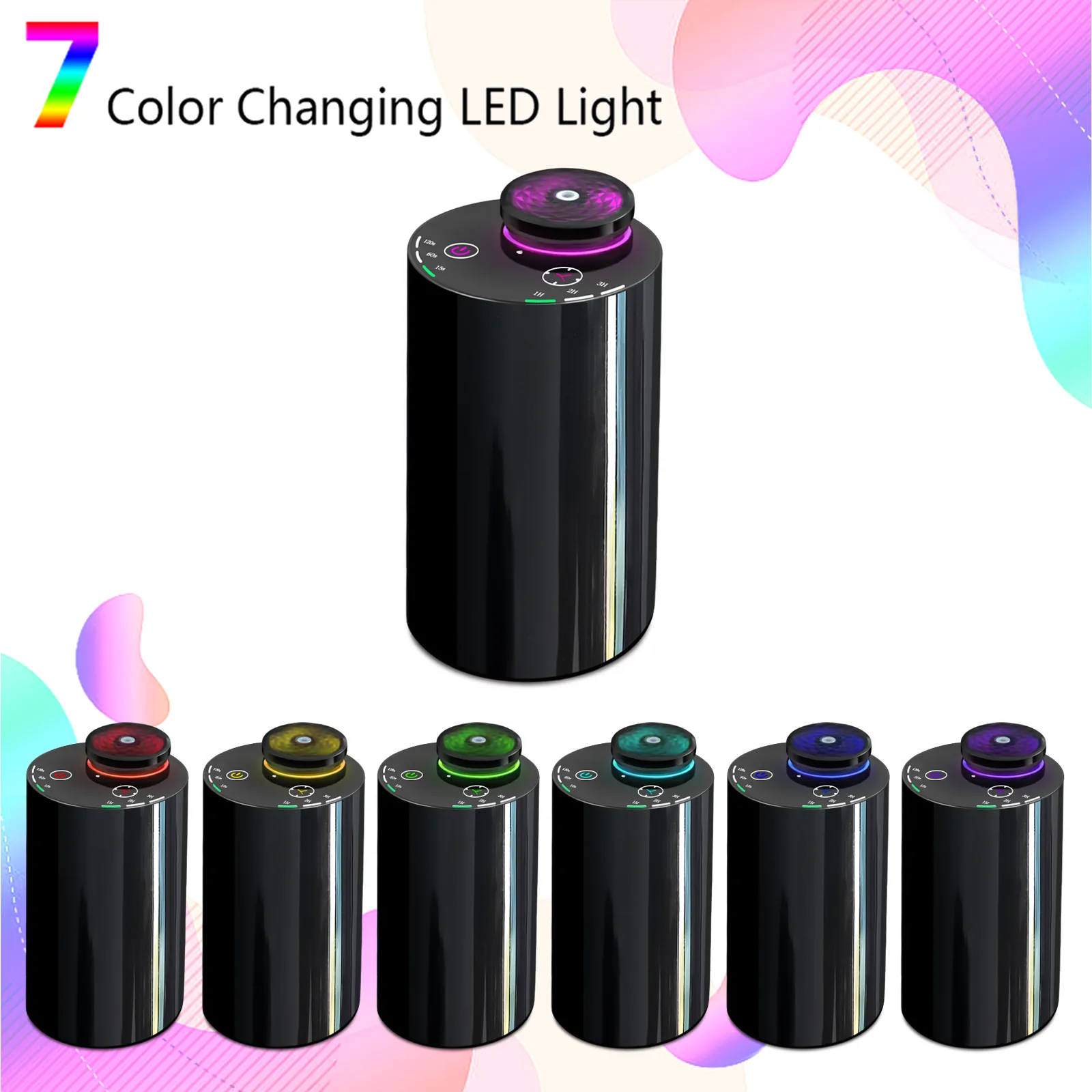 Difusor sin agua 2420 PP RGB - Frasco de vidrio para aceites de 20 ml - Consumo de aceite de 0,2 a 0,74 ml/h en tres niveles