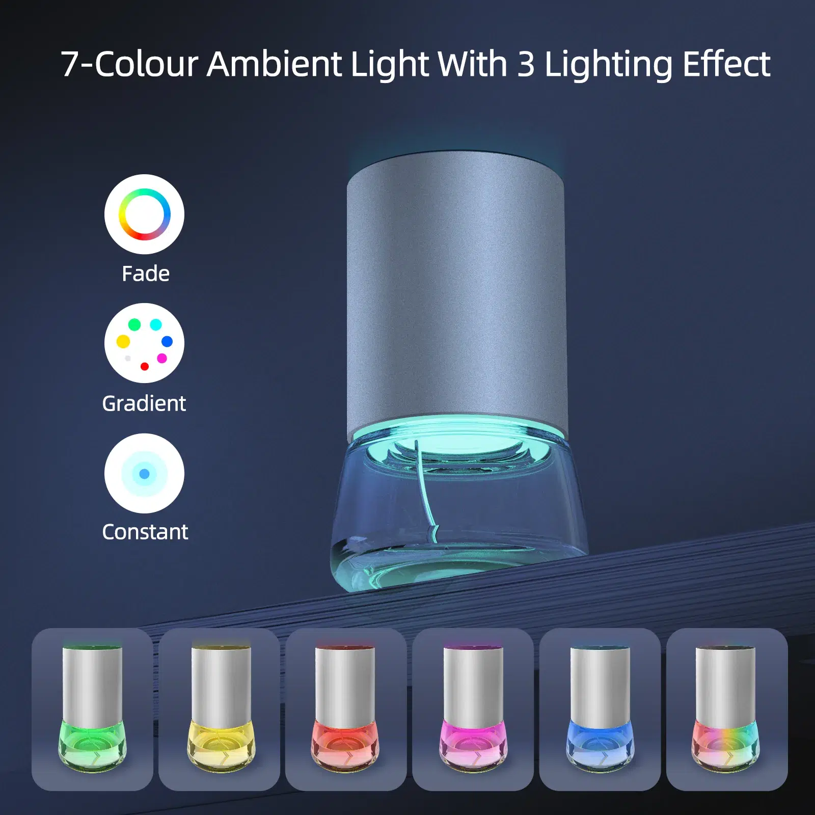 2430 glass and alloy waterless diffuser - Type-C charging port - tilt cut-off past 45 degrees