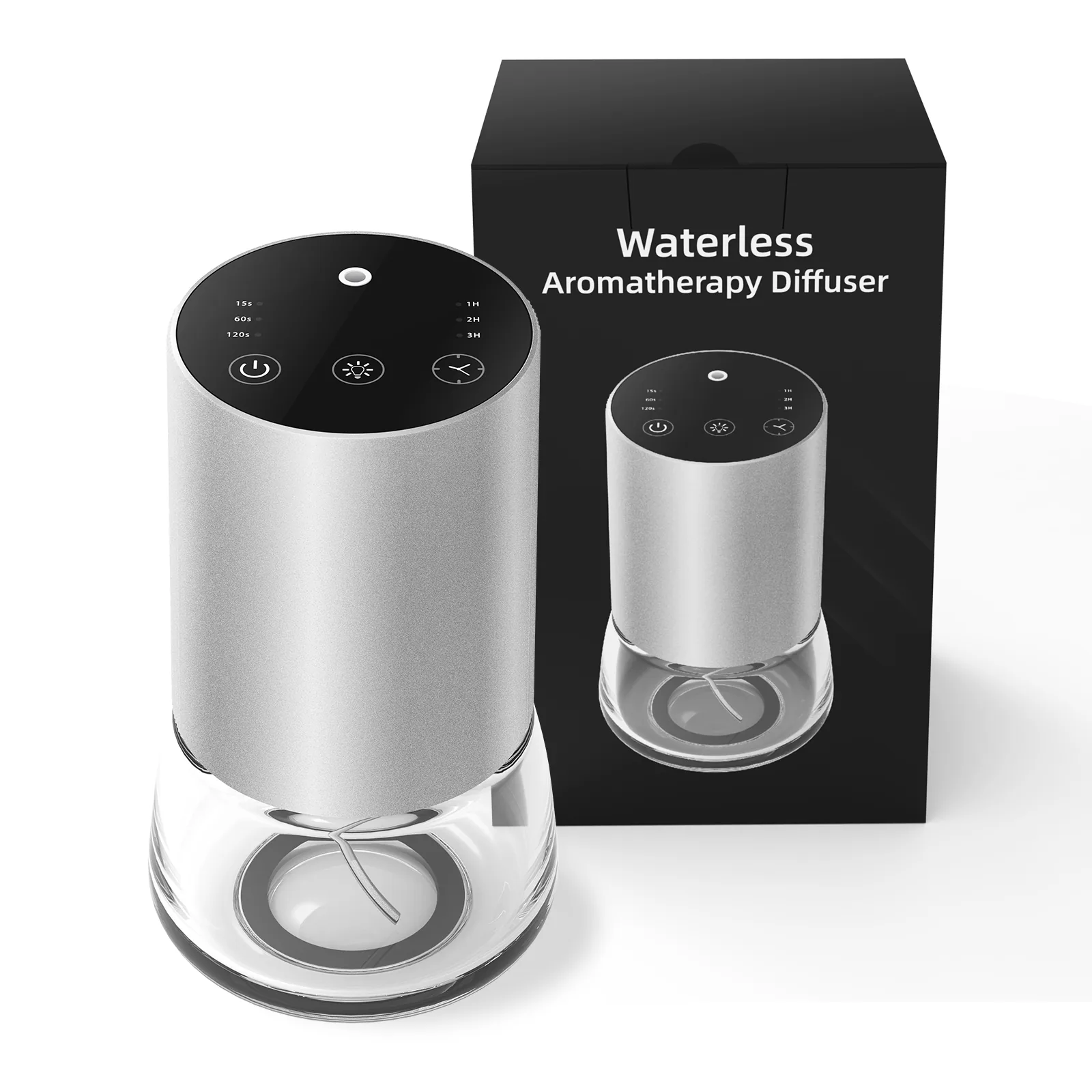 2430 glass and alloy waterless diffuser - carton packing for wholesale - 0.2-0.74 ml/h oil draw across three levels