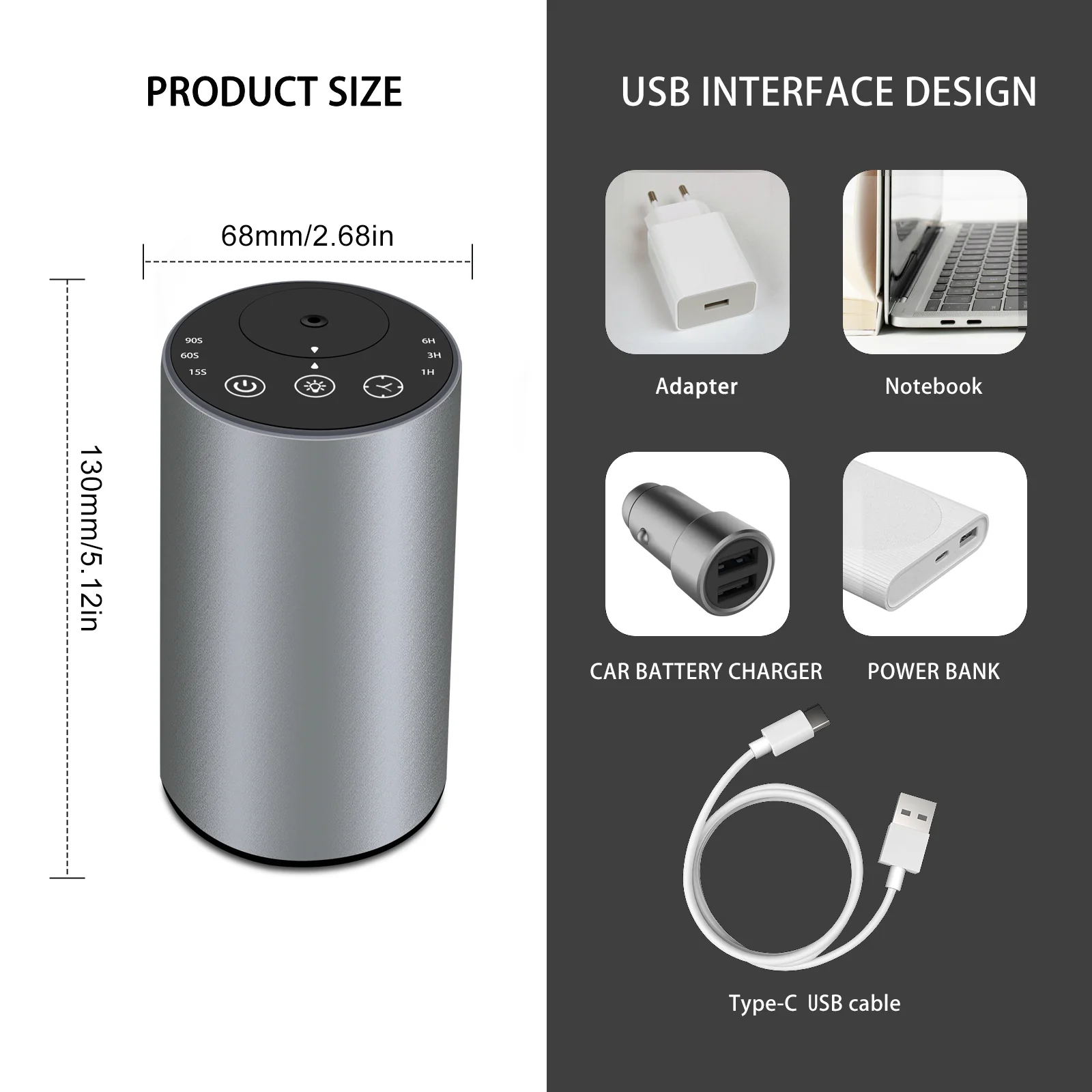 2451 rechargeable eco portable car nano spray waterless essential oil diffuser