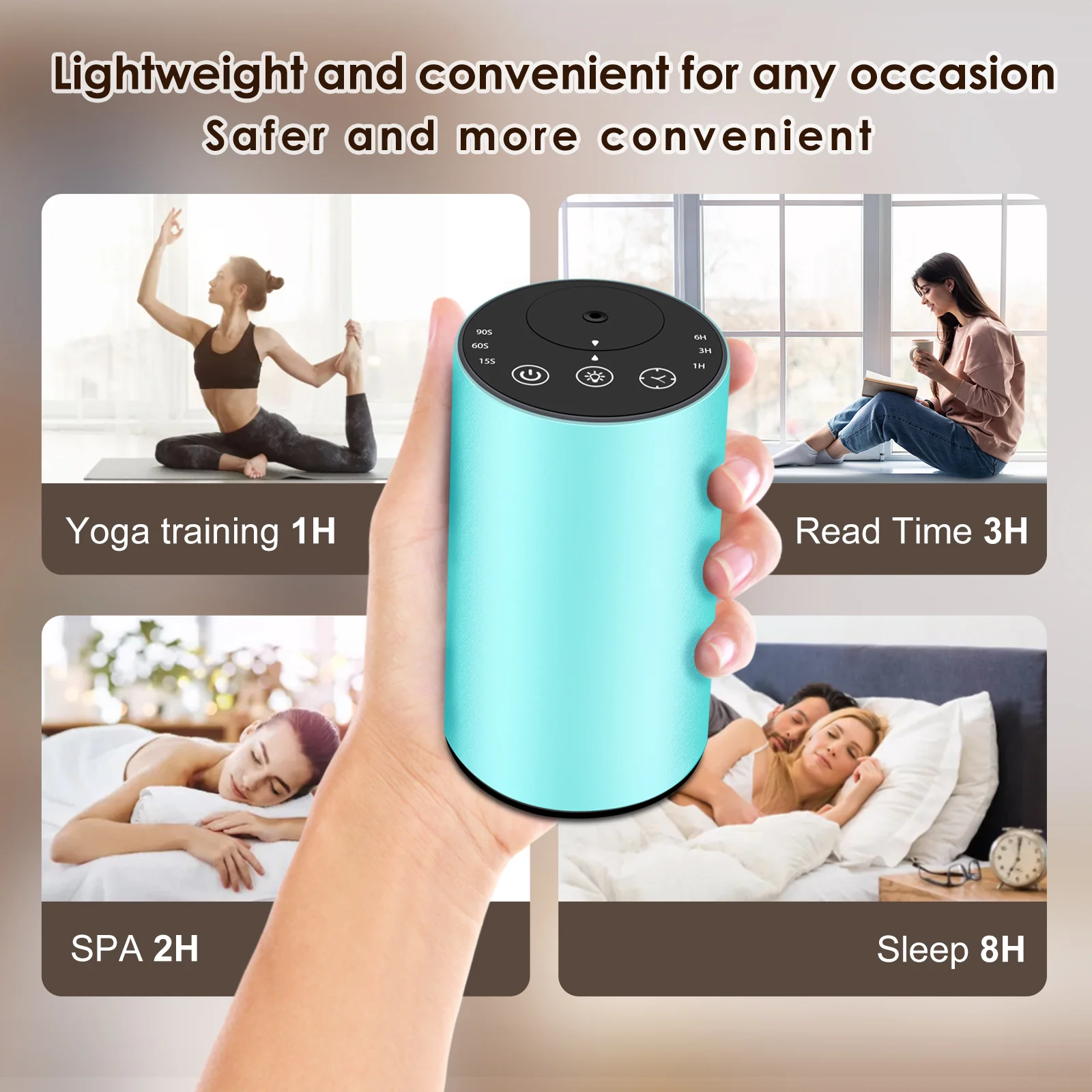 2451 portable waterless diffuser used for yoga, reading, spa and sleep scenes