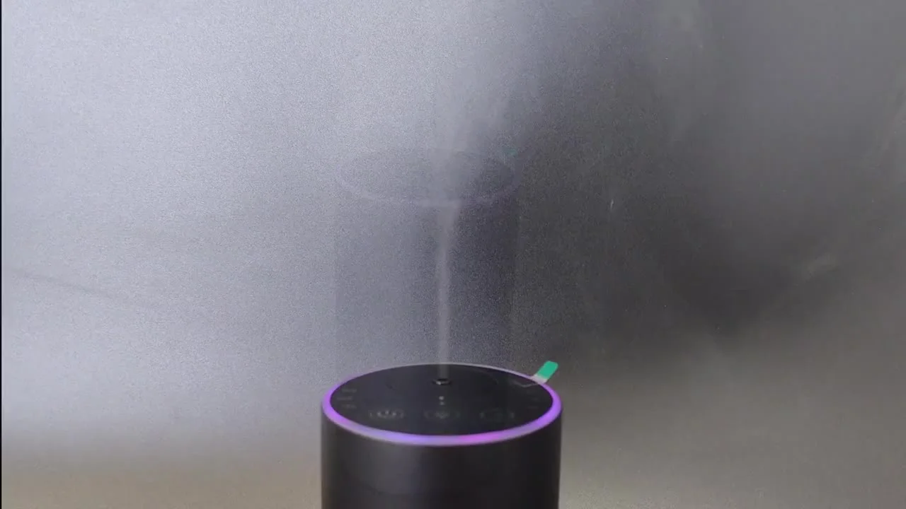 2451 waterless diffuser video poster frame - RGB ambient light ring and nano-mist output demo