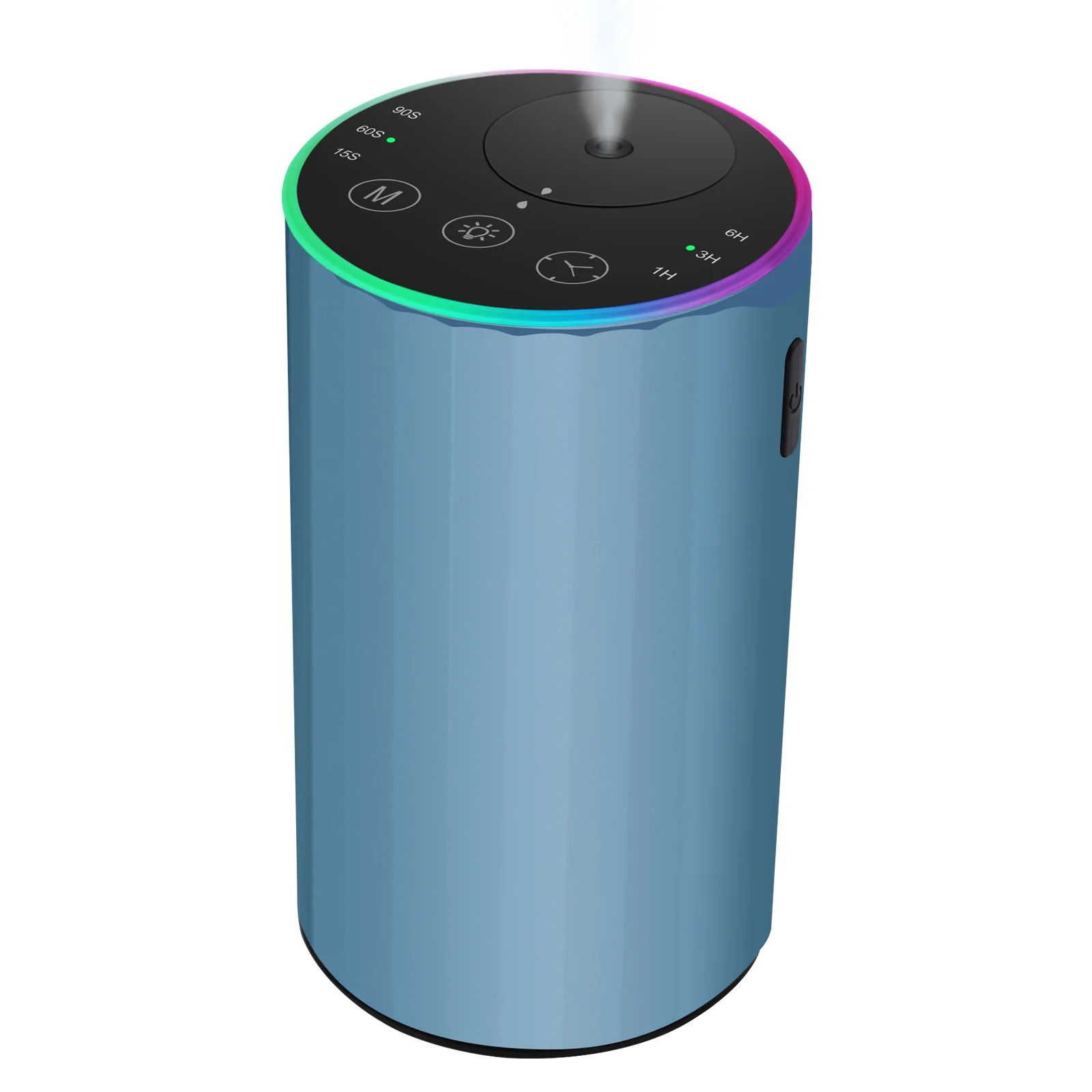 Blue 2452 portable rechargeable waterless essential oil diffuser with RGB ambient light and side button - wholesale bulk supplier, custom logo available, OEM from China factory