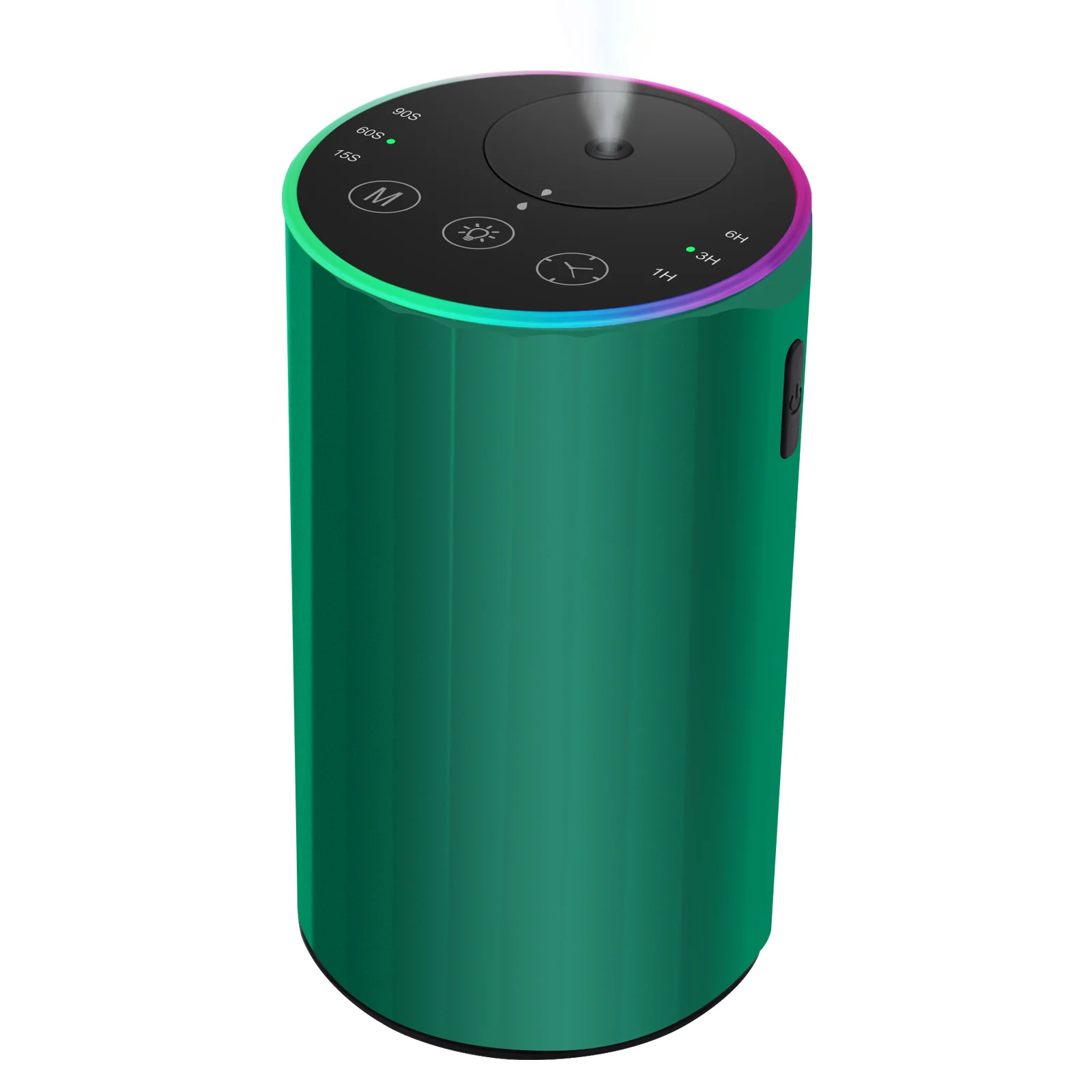 Green 2452 portable rechargeable waterless essential oil diffuser with RGB ambient light and side button - wholesale bulk supplier, custom logo available, OEM from China factory