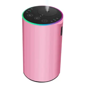 Pink 2452 portable rechargeable waterless essential oil diffuser with RGB ambient light and side button - wholesale bulk supplier, custom logo available, OEM from China factory