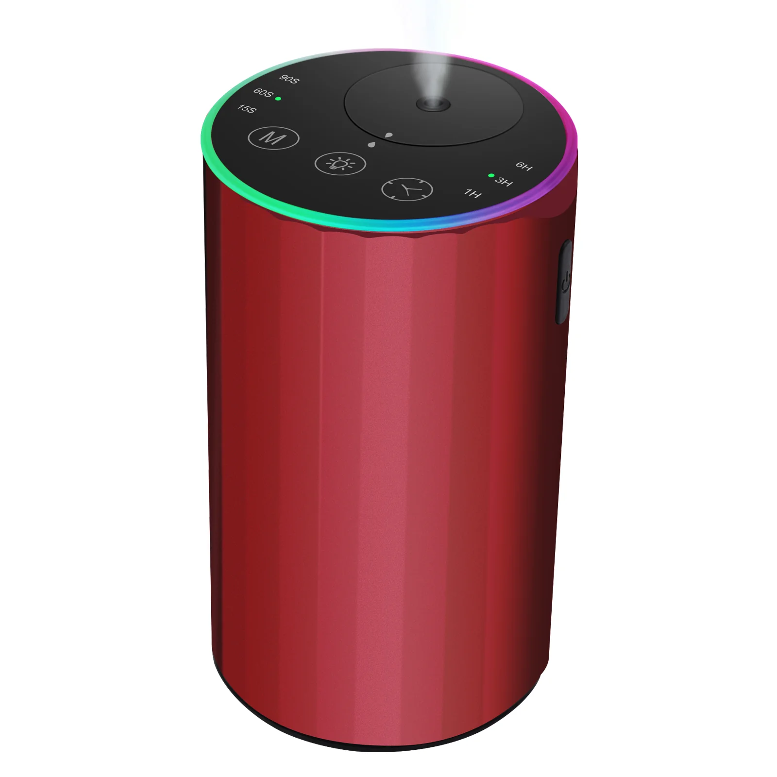 Red 2452 portable rechargeable waterless essential oil diffuser with RGB ambient light and side button - wholesale bulk supplier, custom logo available, OEM from China factory