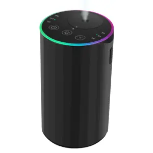 Black 2452 portable rechargeable waterless essential oil diffuser with RGB ambient light and side button - wholesale supplier, custom logo OEM from China factory