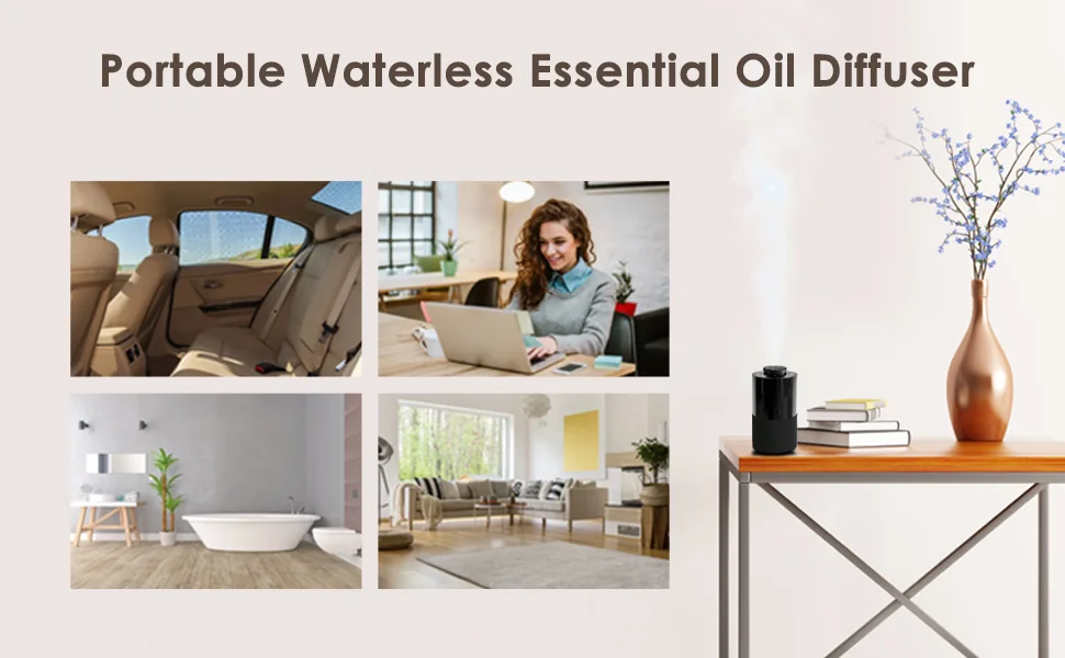Portable waterless essential oil diffuser title panel