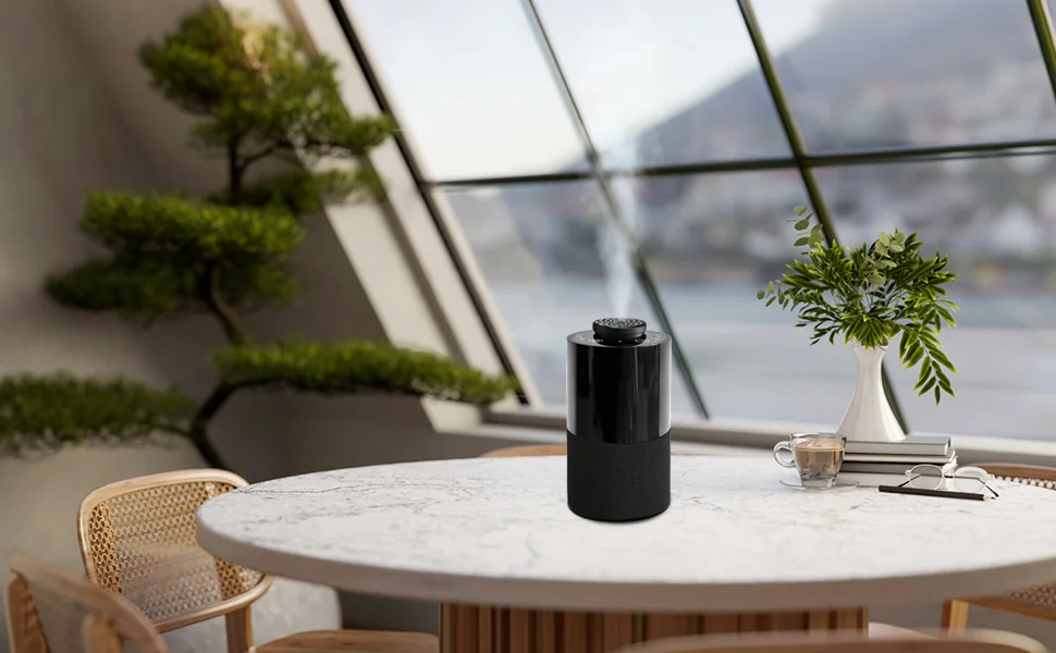 2471 fabric-wrapped waterless diffuser in a styled interior scene