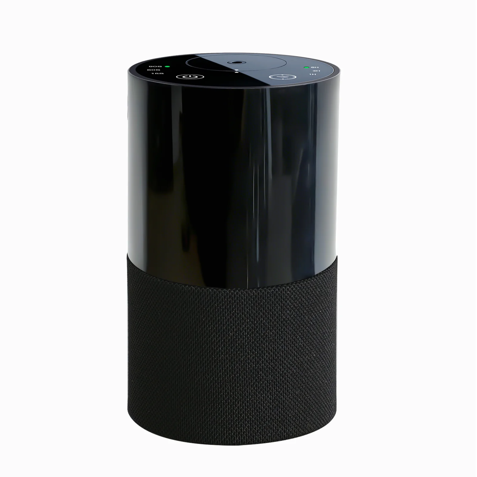 2471 fabric-wrapped waterless diffuser with flat nozzle head, black fabric-wrapped PP shell, front view